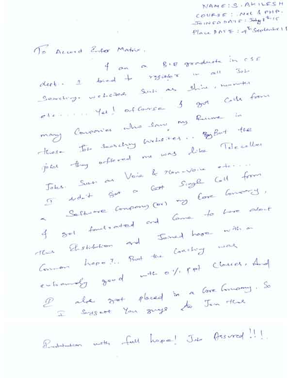 Dot Student Testimonial