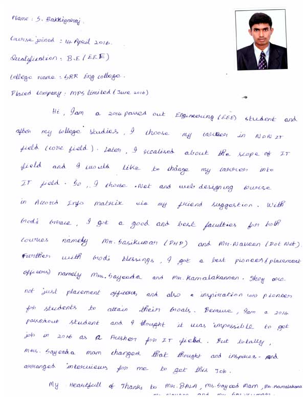 Dot Student Testimonial