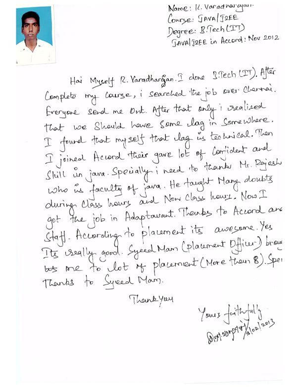 JAVA Student Testimonial