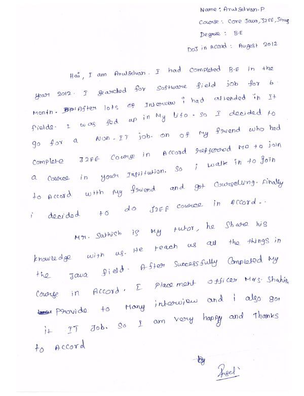 JAVA Student Testimonial