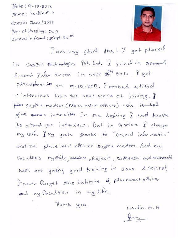 JAVA Student Testimonial