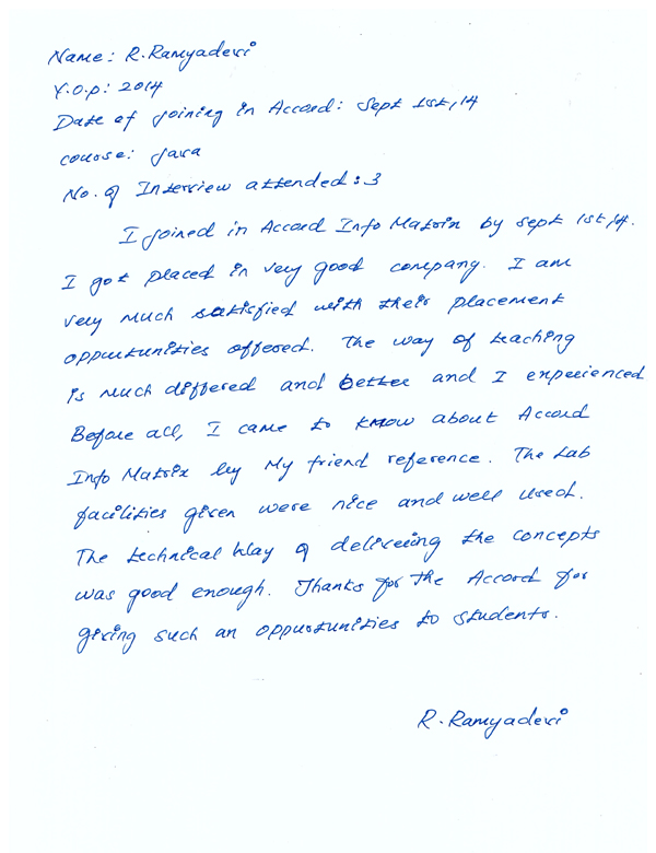 JAVA Student Testimonial