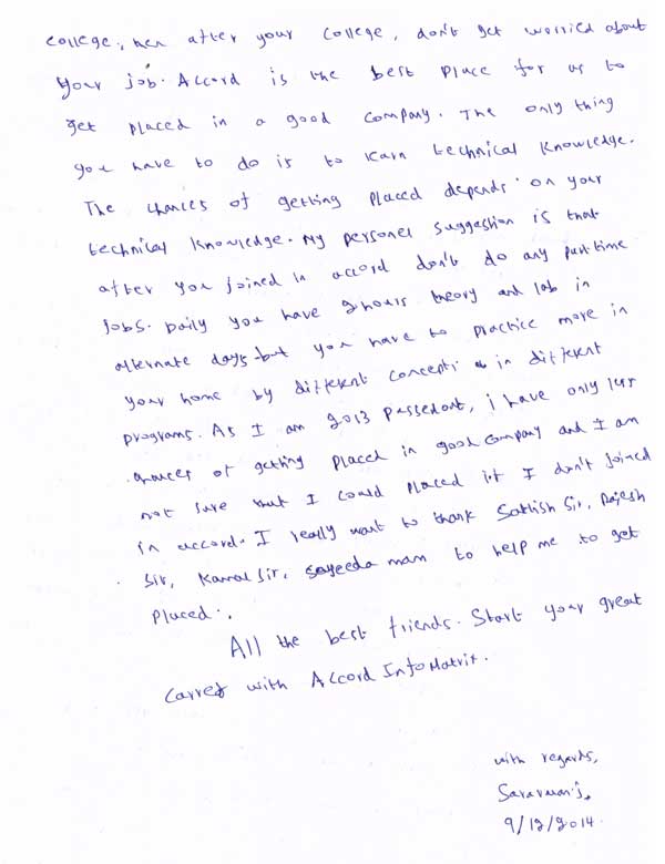 JAVA Student Testimonial