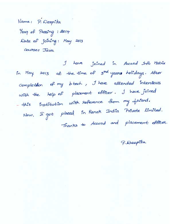 JAVA Student Testimonial