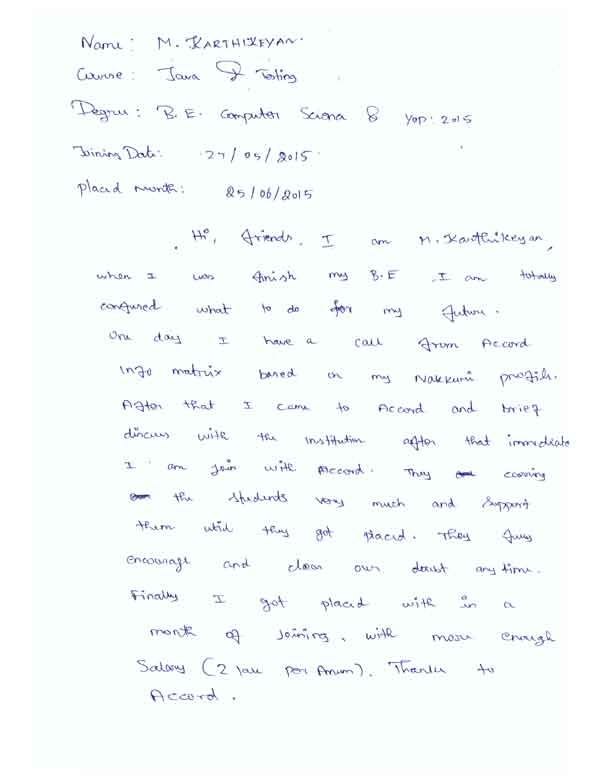 JAVA Student Testimonial