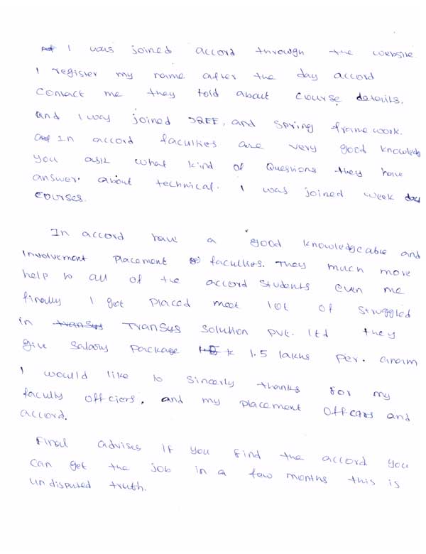 JAVA Student Testimonial