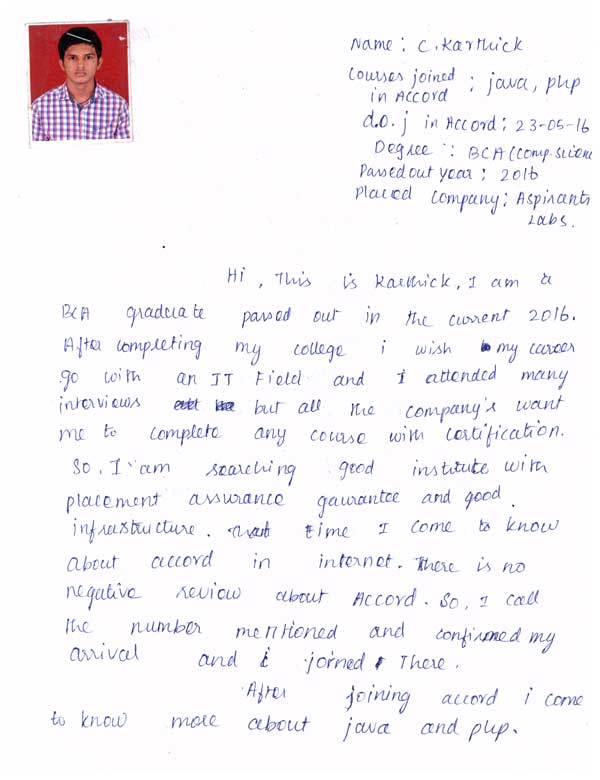 JAVA Student Testimonial