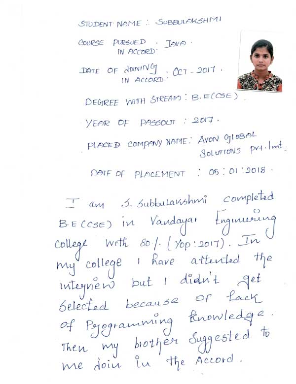 JAVA Student Testimonial