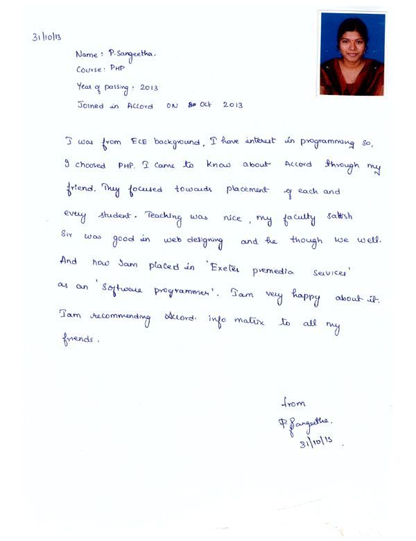PHP Student Testimonial