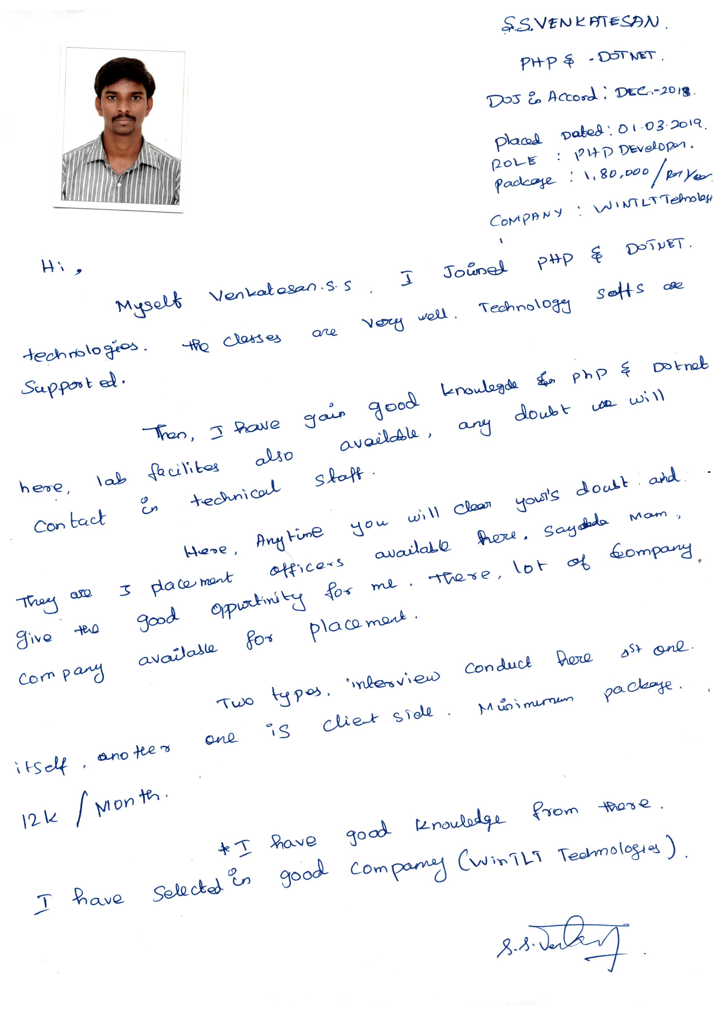 PHP Student Testimonial